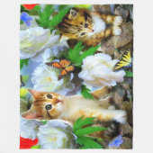 Fleece Blanket/Kätzchen, Schmetterlinge & Blume (Vorderseite)