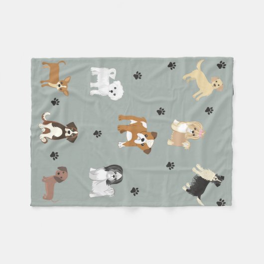 Fleece Blanket klein mit Hundelabbildungen (Vorderseite (Horizontal))