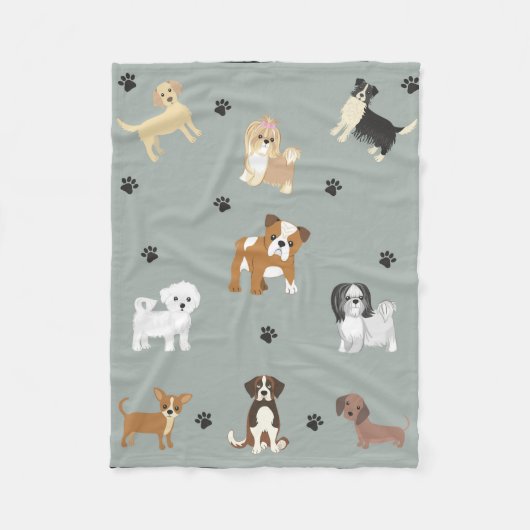 Fleece Blanket klein mit Hundelabbildungen (Vorderseite)