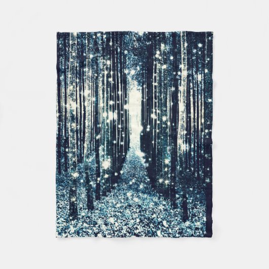 Fleece Blanket: Magischer Wald Aquamarin Grau Eleg (Vorderseite)