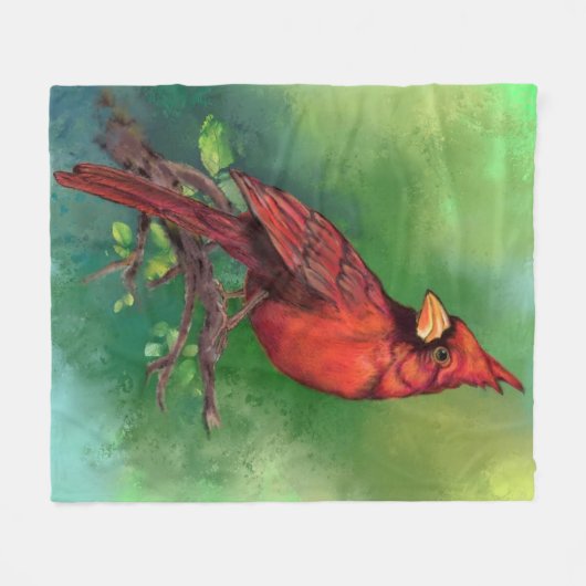 Fleece Blanket mit Northern Red Kardinal Bird (Vorderseite (Horizontal))