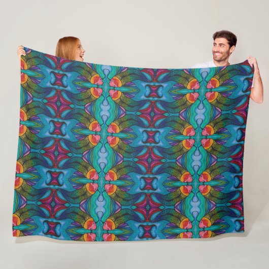 Fleece Blanket mit Regenbogen Koi Fischdesign (Beispiel)