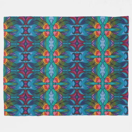 Fleece Blanket mit Regenbogen Koi Fischdesign (Vorderseite (Horizontal))