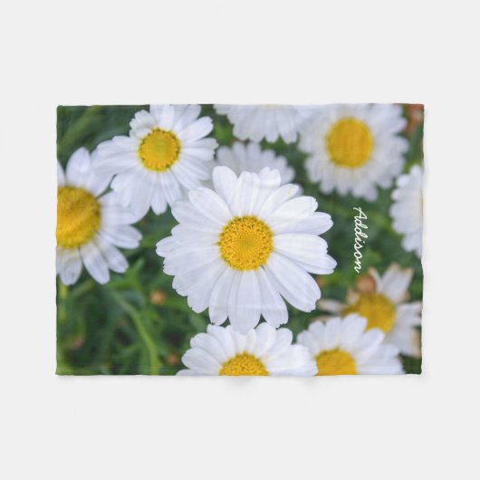 Fleece Blanket mit weißem Daisy-Foto (Vorderseite (Horizontal))