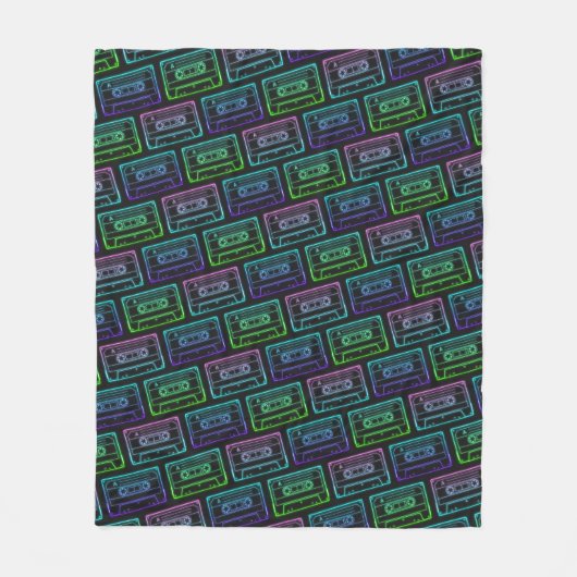 Fleece Blanket Neon Multicolor Cassette Pattern (Vorderseite)