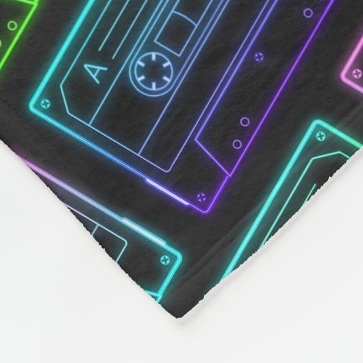 Fleece Blanket Neon Multicolor Cassette Pattern (Ecke)