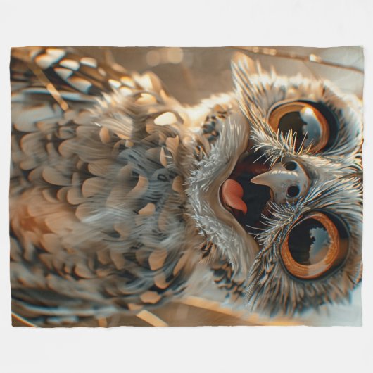 Fleece Blanket Owl Niedlich Lächeln, S, M, L (Vorderseite (Horizontal))