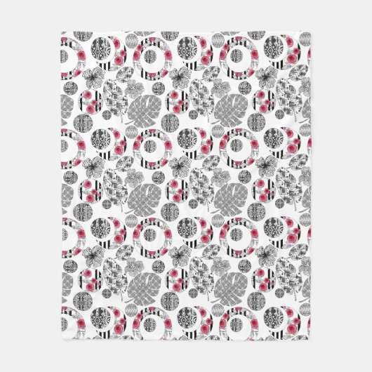 Fleece Blanket, Rot und Schwarz, Quilt, Patchwork, (Vorderseite)