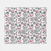 Fleece Blanket, Rot und Schwarz, Quilt, Patchwork, (Vorderseite (Horizontal))