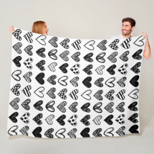 Fleece Blanket - Schwarzes und Weiß Herz