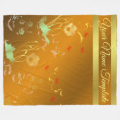 Fleece Blanket, Tempel, Blumenurlaub, elegant, (Vorderseite (Horizontal))