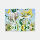 Fleece Blanket White Tiger Yellow Lilly (Vorderseite (Horizontal))