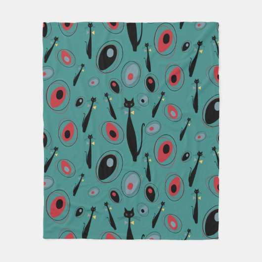 Fleece-Decke | MidCentury Modern Atomic Cats Fleecedecke (Vorderseite)
