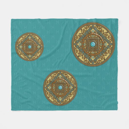 Fleece-Decke mit Pisces-Mandala Fleecedecke (Vorderseite (Horizontal))