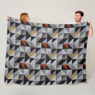 Fleece-Decke - Orange geometrische Dreiecke Fleecedecke