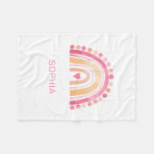 Fleece-Decke Regenbogen, rosa Boho-Wasserfarbe Fleecedecke (Vorderseite (Horizontal))