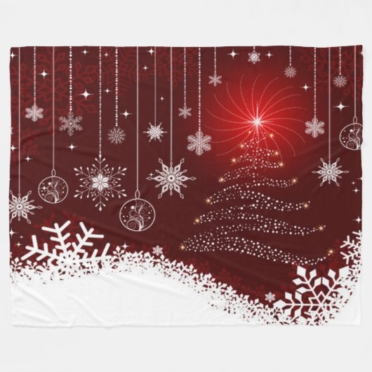 Fleece-Decke/Weihnachtsbaum und Lichter Fleecedecke (Vorderseite (Horizontal))