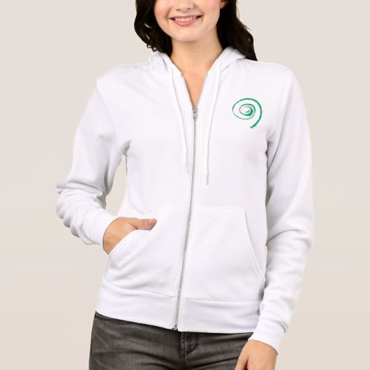 Fleece der Frau mit Zip und Hoodie, Grüner Twirl Hoodie (Vorderseite)