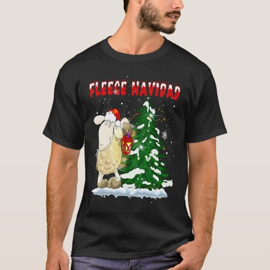 Fleece Feliz Navidad Cute-Sheep Christmas T-Shirt (Vorderseite)