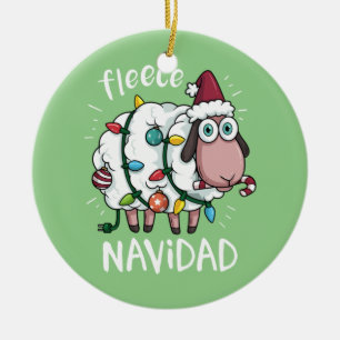 Fleece Feliz Navidad Funny Cute Sheep Christmas Keramik Ornament
