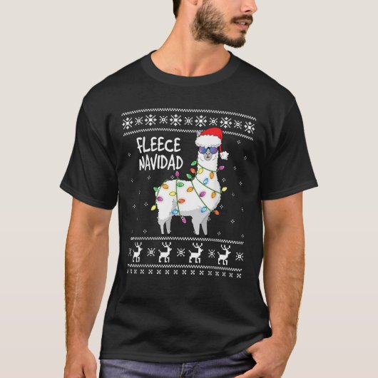 Fleece Feliz Navidad Funny Llama Ugly Christmas Sw T-Shirt (Vorderseite)
