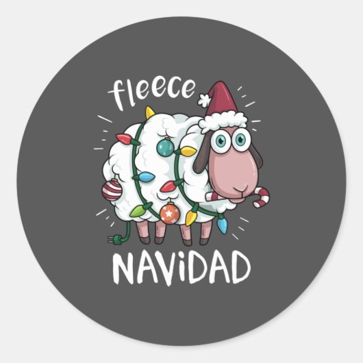 Fleece Feliz Navidad Funny Niedliches Schaf Weihna Runder Aufkleber (Vorderseite)