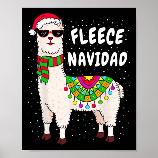 Fleece Feliz Navidad Llama Weihnachten Niedlichen Poster (Vorne)
