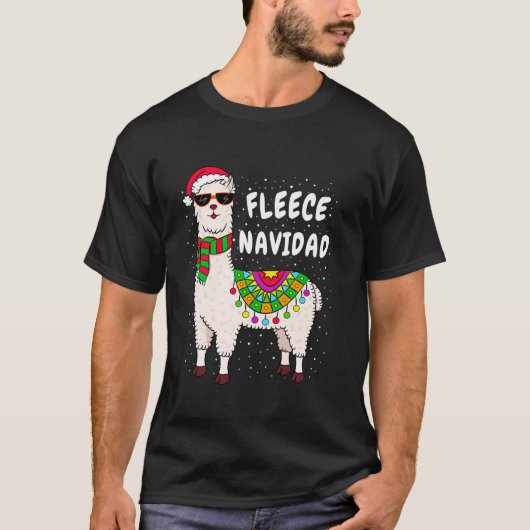 Fleece Feliz Navidad Llama Weihnachtssüßer Niedlic T-Shirt (Vorderseite)