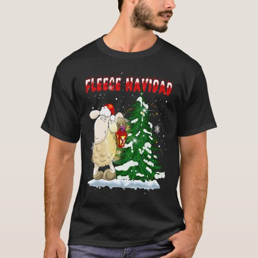 Fleece Feliz Navidad Niedliche Schafe Weihnachten T-Shirt (Vorderseite)