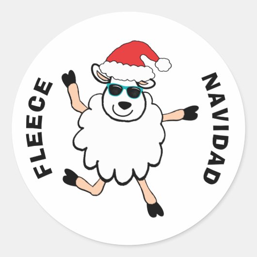 Fleece Feliz Navidad Sheep Runder Aufkleber (Vorderseite)