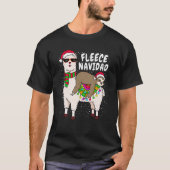 Fleece Feliz Navidad Sloth Riding Llama Christmas  T-Shirt (Vorderseite)