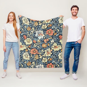Fleece im Vintage-Stil mit blauem botanischem Must
