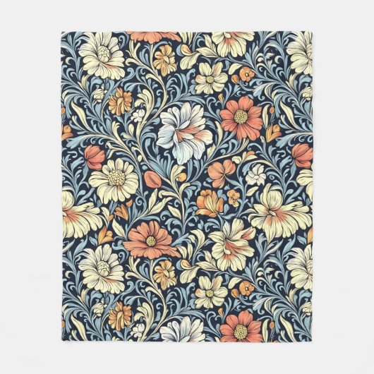 Fleece im Vintage-Stil mit blauem botanischem Must (Vorderseite)