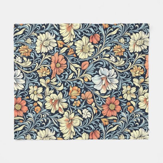 Fleece im Vintage-Stil mit blauem botanischem Must (Vorderseite (Horizontal))