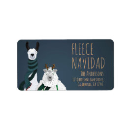 ‘Fleece Navidad’ Chic Funny Fun Llama & Sheep Adressaufkleber