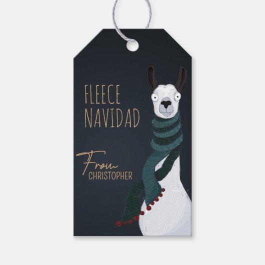 Fleece Navidad Chic Lustiger Weihnachts-Llama Dunk Geschenkanhänger (Vorderseite)