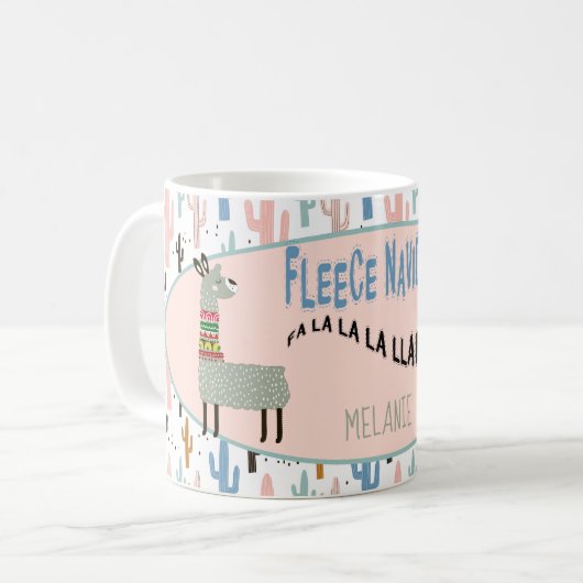 Fleece Navidad Christmas Llamas Kaffeetasse (Vorderseite Links)