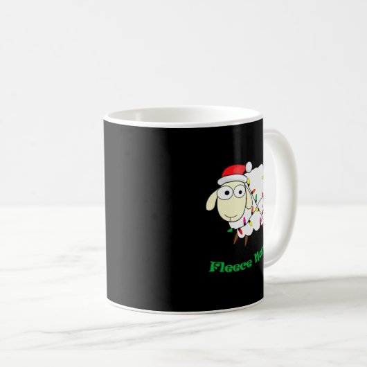 Fleece Navidad - Christmas Sheep Long Sleeve Kaffeetasse (VorderseiteRechts)