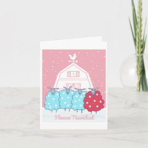 Fleece Navidad Cute Black Sheep Christmas Karte