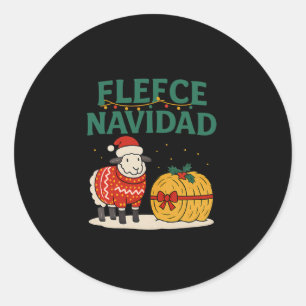 Fleece Navidad Farm Weihnachtsschaf-Holiday Graphi Runder Aufkleber