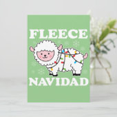 Fleece Navidad Feliz Funny Christmas Kawaii Sheep Einladung (Stehend Vorderseite)