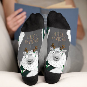 „Fleece Navidad“ Festliches Lustiges Schaf-Wortspi Socken