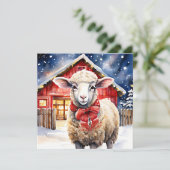 Fleece Navidad | Funny Christmas Sheep Puff Karte (Stehend Vorderseite)