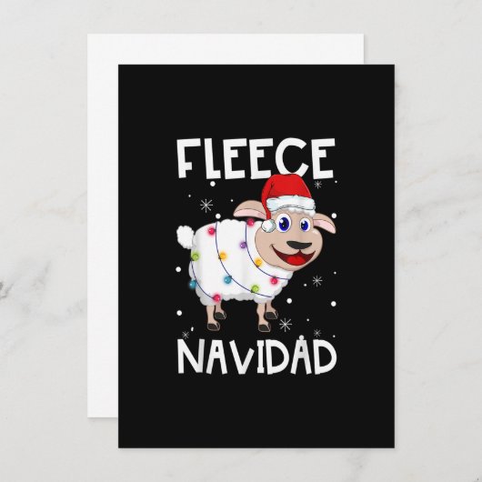 Fleece Navidad Funny Feliz Sheep Lights Weihnachte Einladung (Vorne/Hinten)