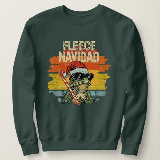 Fleece Navidad Funny Santa Frog Retro Sweatshirt (Design vorne)
