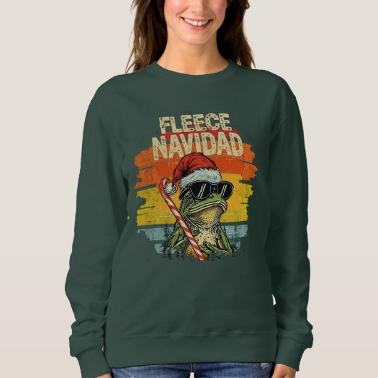 Fleece Navidad Funny Santa Frog Retro Sweatshirt (Vorderseite)