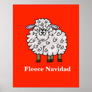 Fleece Navidad Funny Sheep Weihnachtsposter Poster