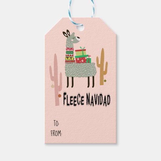 Fleece Navidad Llama Weihnachten Geschenkanhänger (Vorderseite)