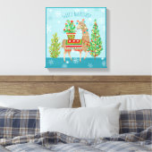 Fleece Navidad | Llamas Christmas Leinwanddruck (Insitu (Schlafzimmer))