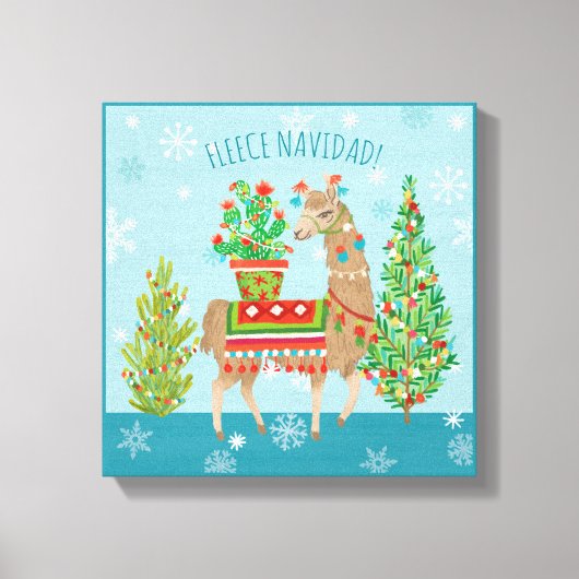 Fleece Navidad | Llamas Christmas Leinwanddruck (Vorderseite)